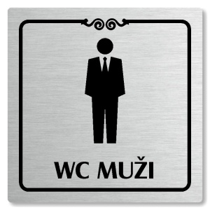 WC muži, 80x80mm, stříbrná, Texas
